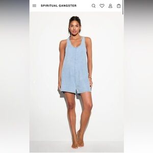 NWT Spiritual Gangster Light Blue Romper Chambray Denim New